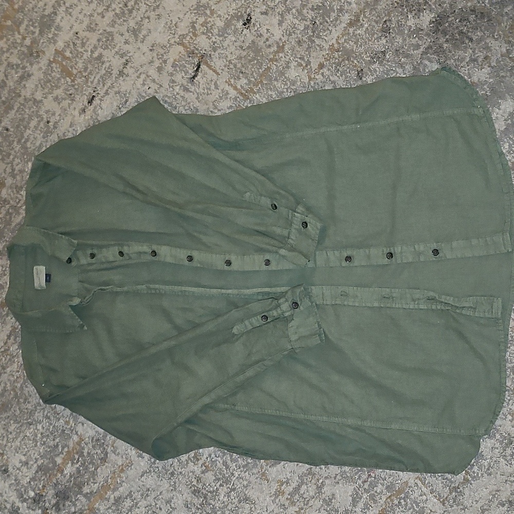 Universal Thread Cotton Linen Green Button-Up Shirt Dress XXL - Picture 5 of 12